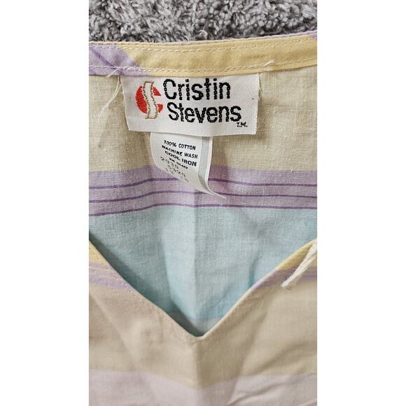 Vintage with TAGS Cristin Stevens Purple Teal Yellow Shirt Short Sleeve 13 14 L - Picture 3 of 4